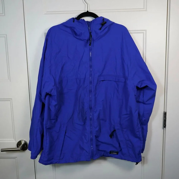 Men’s Vintage LL Bean Anorak Full Zip‎ Nylon Jacket Hooded Blue Size Large - Picture 1 of 6